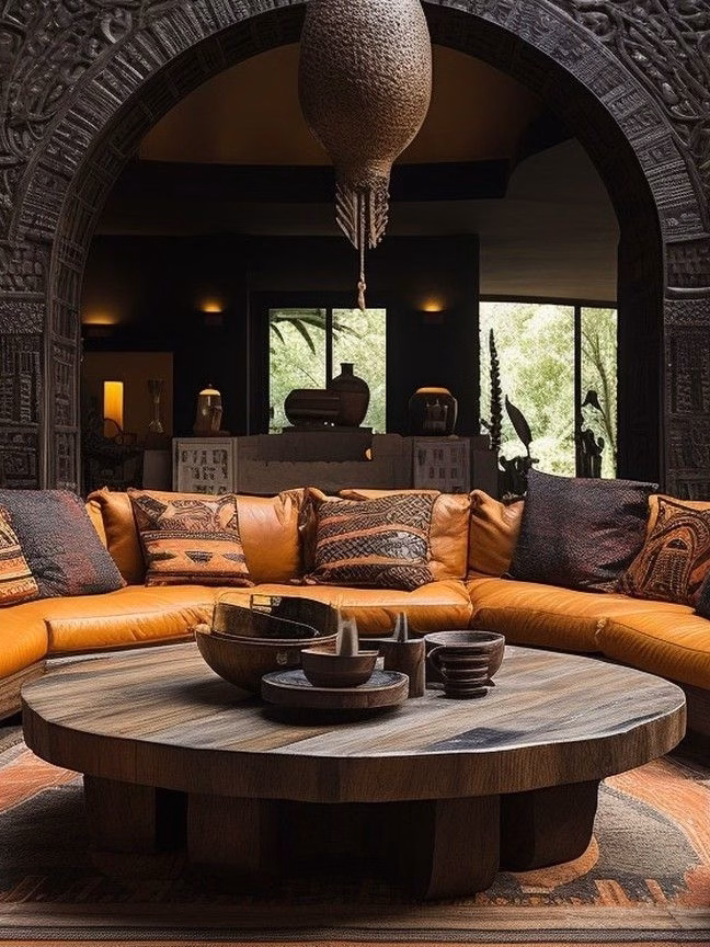 Entertainment area for a hotel with African culture and design inspiration.
