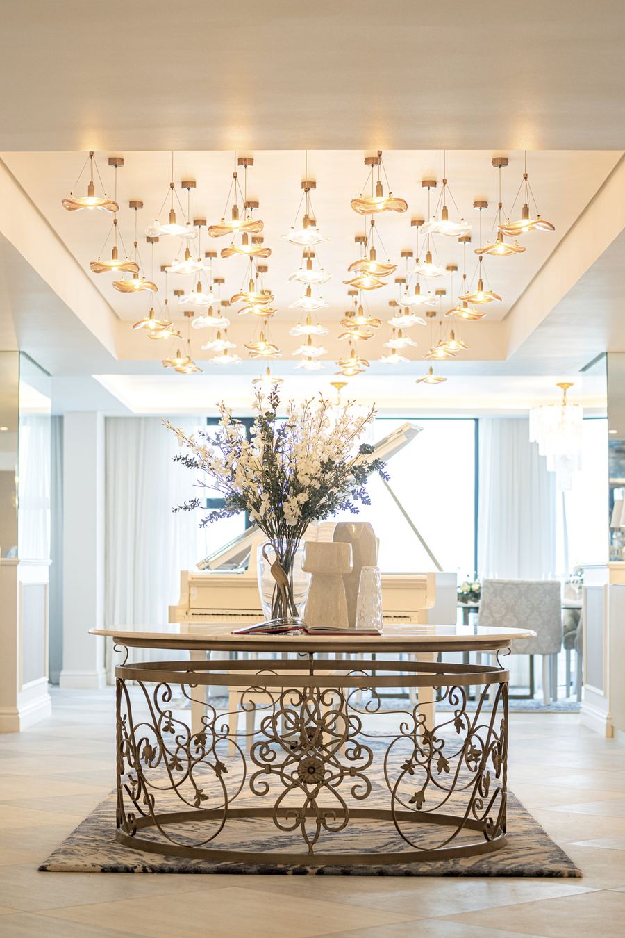 Entrance with chandelier designed by Kirsty Badenhorst Interiors, South Africa